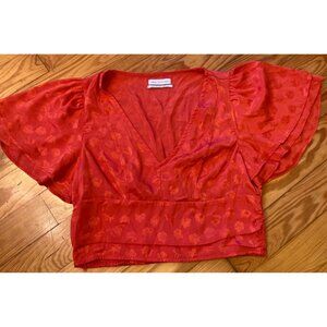 **SOLD** Urban Outfitters Red Jacquard Print Crop Top